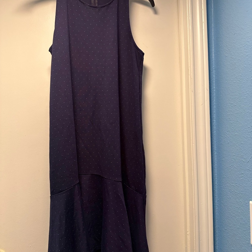 Sleeveless Navy Dot Midi Dress